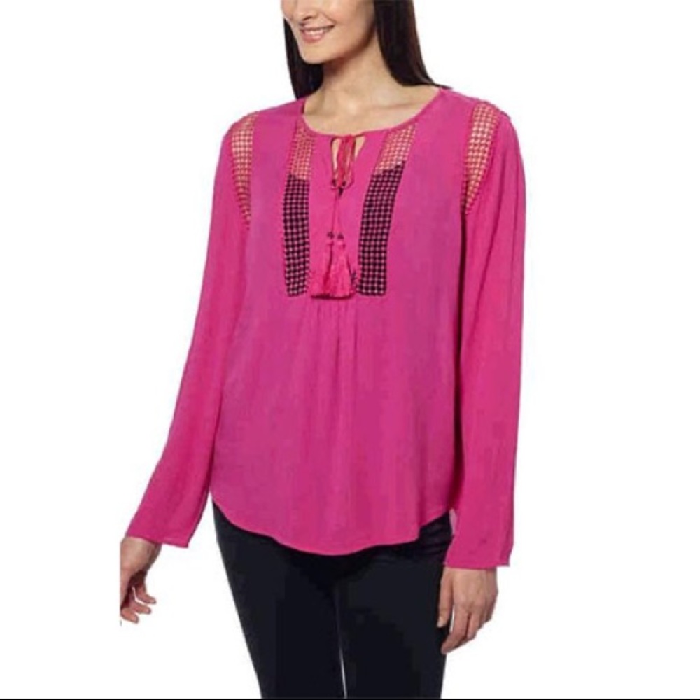 JOSEPH A  CRINKLE BLOUSE, DUSTY ROSE